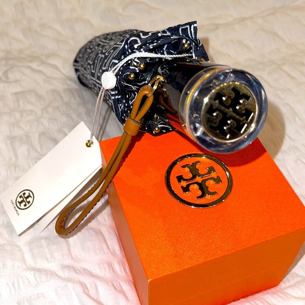 Navy Blue and White Tory Burch Umbrella New with Tag